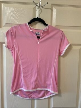 Women’s Pink Short Sleeve Cycling Jersey with Front Zip